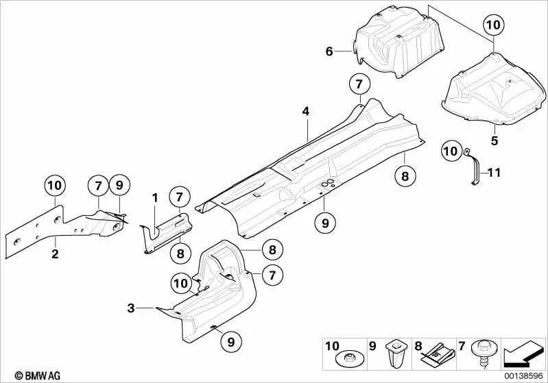 Aislamiento térmico túnel/tanque para BMW E63, E63N, E64, E64N (OEM 51487009739). Original BMW.