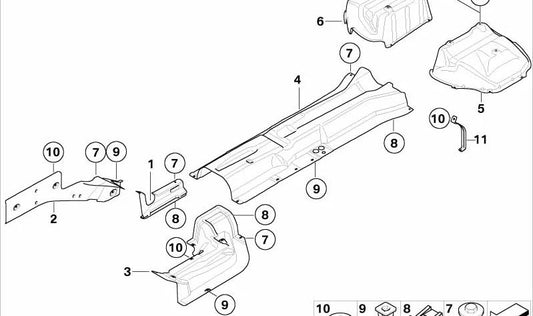 Aislamiento térmico silenciador trasero izquierdo para BMW Serie 6 E63, E64 (OEM 51487897777). Original BMW.