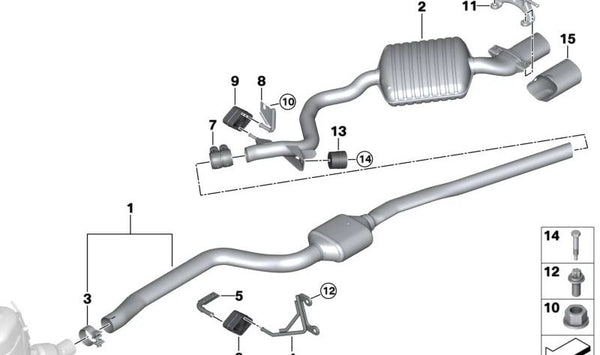 Silenciador trasero OEM 18307795008 para BMW E90, E91 (Todos los modelos compatibles). Original BMW