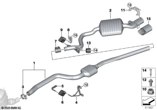 Endschalldämpfer für BMW 3er E92, E92N, E93, E93N (OEM 18307802771). Original BMW.