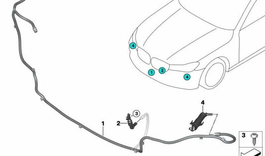 Tubería Sistema de Lavado de Faros para BMW G11, G12 (OEM 61677357322). Original BMW