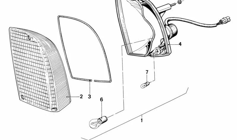 Difusor de luz derecho para BMW E24 (OEM 63131361892). Original BMW