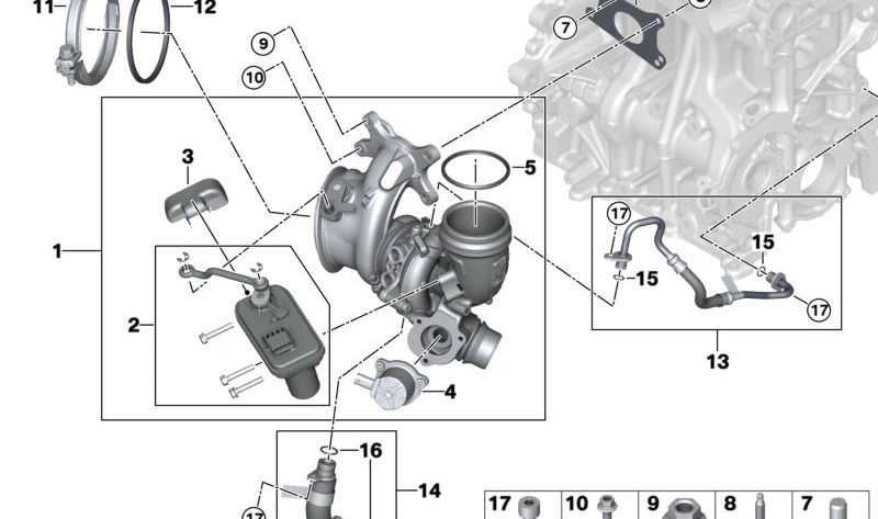 Wastegate Control Valve OEM 11655A12172 for BMW U06. Genuine BMW.