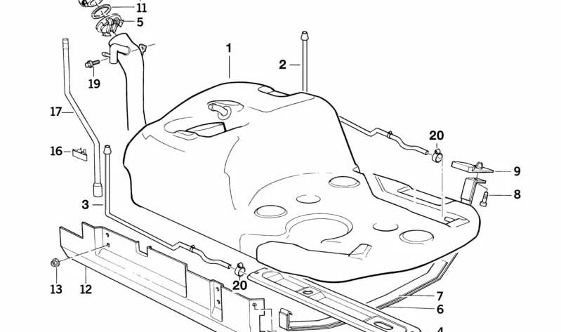 Depósito de Combustible de Plástico para BMW Serie 5 E34 (OEM 16111179436). Original BMW