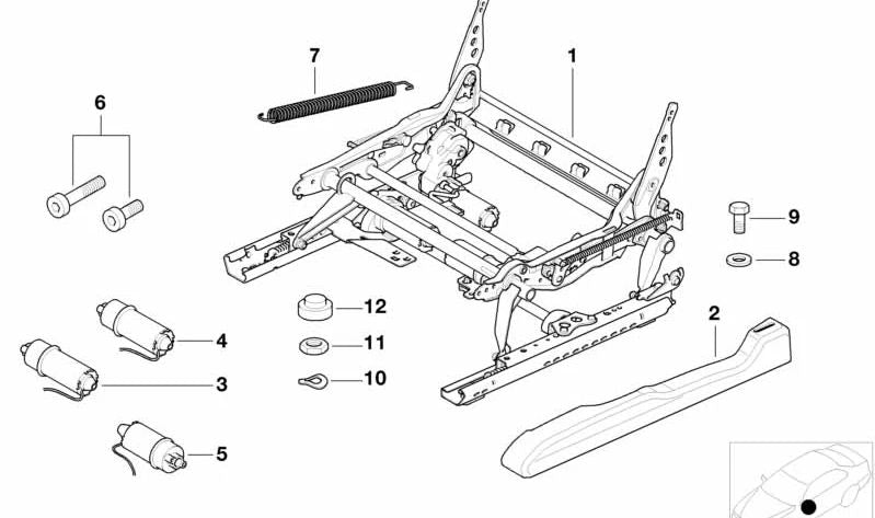 Ajuste eléctrico de altura del asiento OEM 52108251618 para BMW E46, E53. Original BMW.