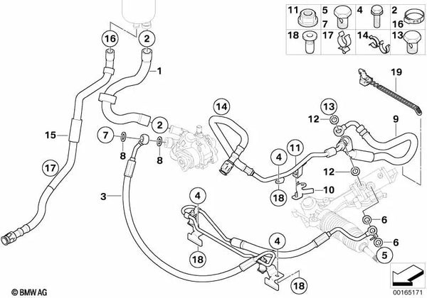 Tubería de aspiración para BMW Serie 5 E60N (OEM 32416850581). Original BMW.