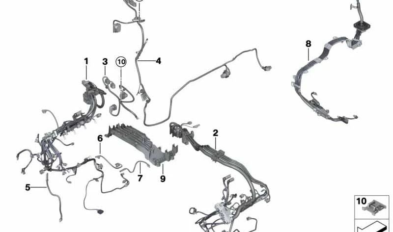 Fiação do módulo de motor e transmissão OEM 12517849560 para BMW {F85, F86}. BMW originais.