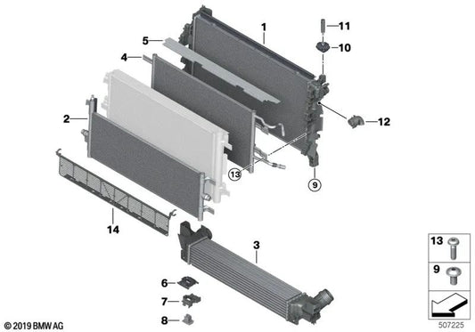 Refrigerador de refrigerante para BMW 2er, X1, X2 (OEM 17117643331). Original BMW