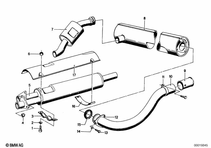 Silenciador traseiro para BMW E46, F30, F80 (OEM 18121107892). BMW original.