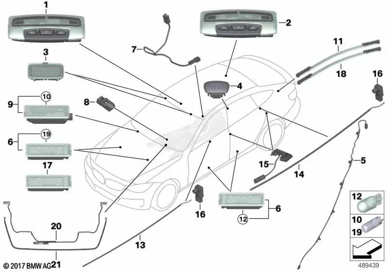 Conductor de luz puerta trasera arriba izquierda para BMW Serie 3 F34, F34N (OEM 63319248669). Original BMW.