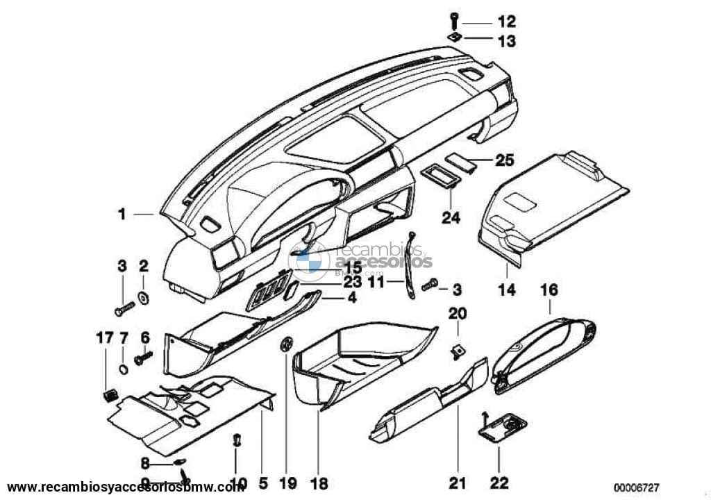 Adorno 37X18 Marco Interruptor Consola Central Para Bmw E36 . Original Recambios