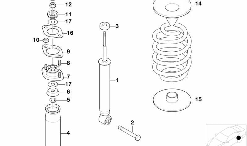 Amortiguador trasero para varios modelos/series de BMW (OEM 33526753259). Original BMW