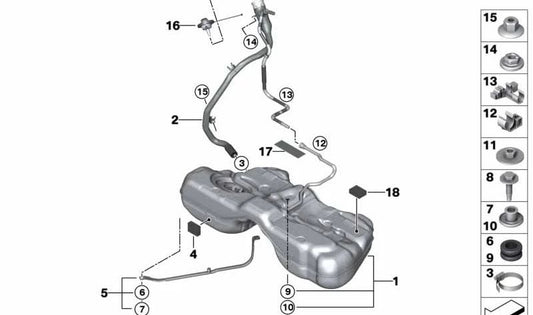 Depósito de Combustible de Plástico para BMW G11, G12 (OEM 16117411798). Original BMW