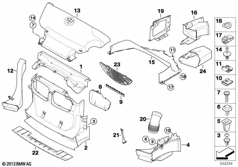 Conducto de Aire Derecho para BMW E46. Original BMW.