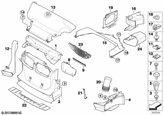 Luftführung delantera para BMW Serie 3 E46 (OEM 51717069469). Original BMW