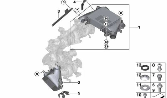 Arandela elástica para BMW Serie 5 F10, F11, G30, G31, Serie 7 F01N, F02N, G11, G12, X5 E70N, F15, G05, X6 E71, F16, G06 y X7 G07 (OEM 17518517270). Original BMW