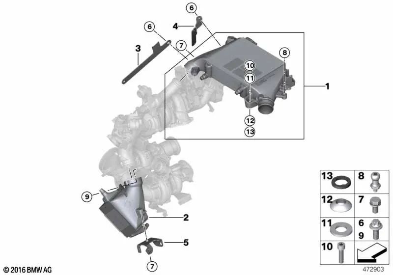 Turbounterstützung für BMW G30, G31, G11N, G12N, G05, G06, G07 (OEM 11658579198). Original BMW.