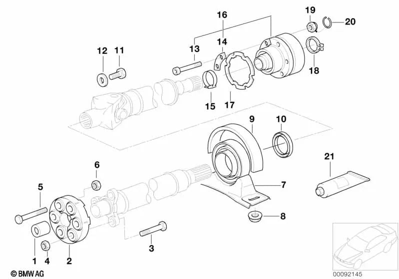 Anillo elástico para BMW E82, E36, E90, E92, E93, E34, E39, E60, E61, F10, F06, F12, F13, E32, E38, E65, E66, E31, E52 (OEM 26101226635). Original BMW