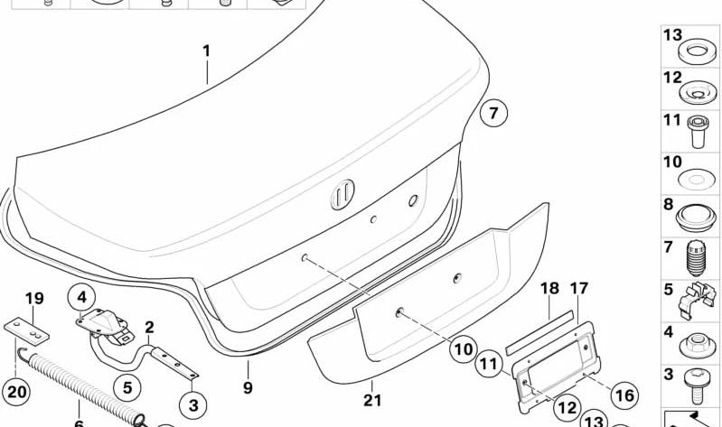 Tope del Portón Trasero para BMW Serie 5 E60, E60N (OEM 51244315699). Original BMW