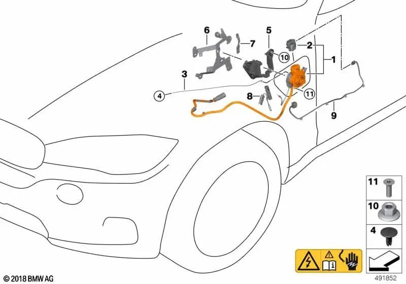 Toma de carga con cable de carga para BMW X2 F39 (OEM 61129845957). Original BMW