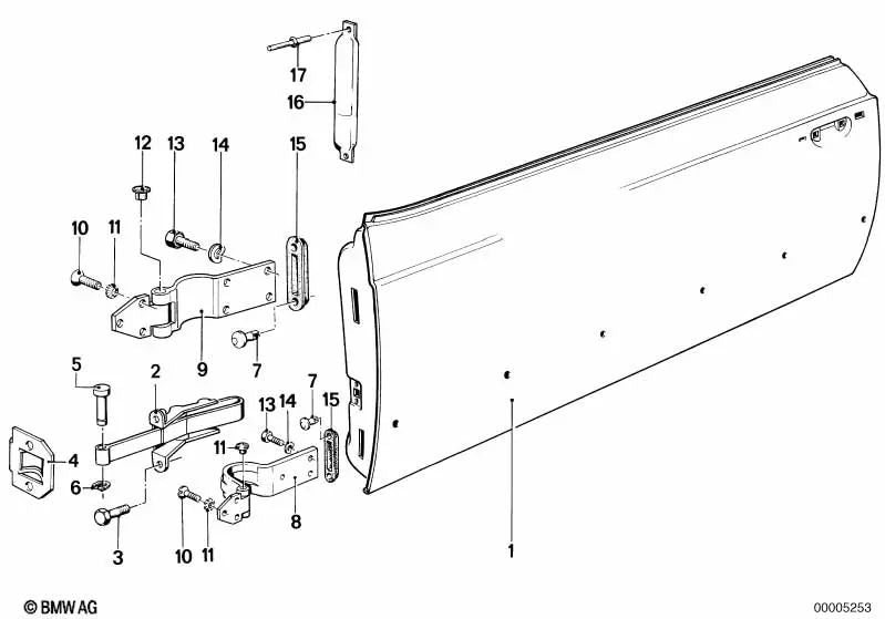 Retenedor de puerta para BMW Serie 6 E24 (OEM 41511875865). Original BMW.