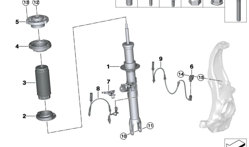 VDC-Stoßdämpfer vorne links für BMW G30 (OEM 37106866389). Original BMW