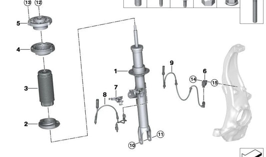 Amortiguador delantero derecho VDC para BMW Serie 5 G30, G30N (OEM 37106866390). Original BMW