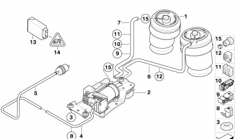 Balona neumática trasera OEM 37126790081 para BMW E70, E71, E72. Original BMW.