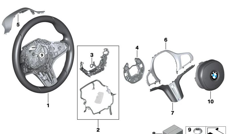 Lower steering wheel trim for BMW F40, G26E (OEM 32305A69C68). Original BMW.