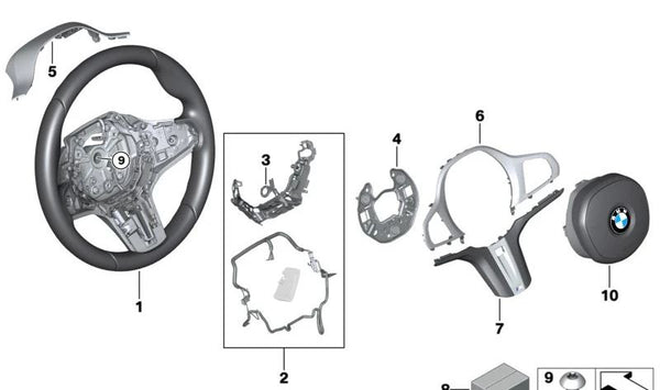 Embellecedor inferior del volante para BMW F40, G26E (OEM 32305A69C68). Original BMW.