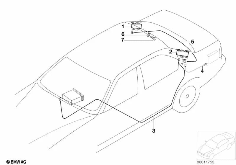 Antennenkabel für BMW 7er E38 (OEM 65258360957). Original BMW