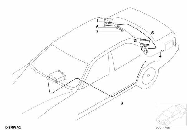 Cable de antena para BMW Serie 7 E38 (OEM 65258360957). Original BMW