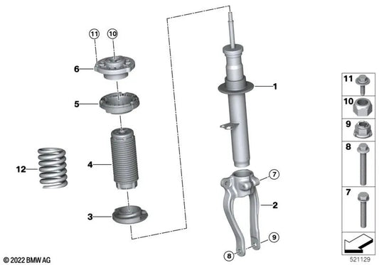 Amortiguador delantero izquierdo para BMW Serie 5 G30N, G31N (OEM 31316896023). Original BMW