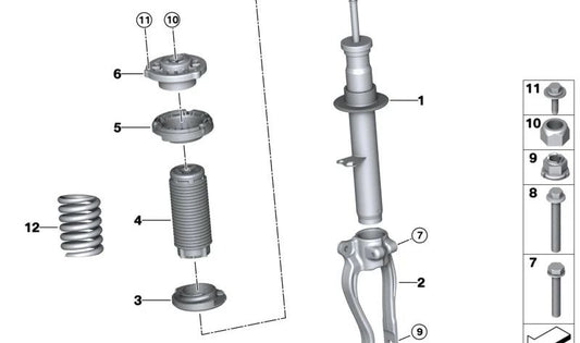 Stoßdämpfer vorne links für BMW 5er G31, G31N (OEM 31316866639). Original BMW