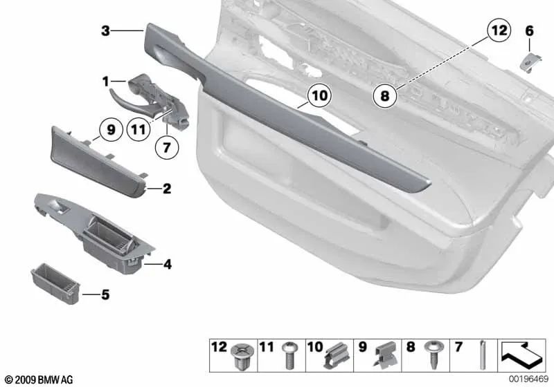 Cubierta de cenicero izquierda para BMW Serie 7 F01N, F02N (OEM 51427322877). Original BMW.