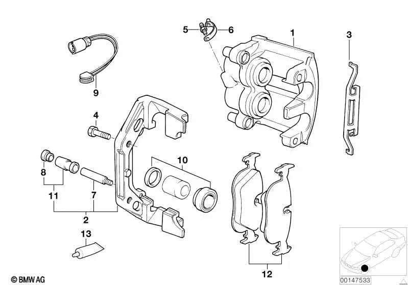 Sensor de Pastillas de Freno para BMW E38 (OEM 34351165729). Original BMW