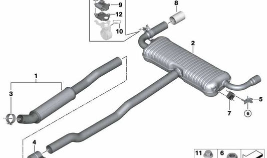 Silenciador trasero con válvula de escape para BMW F44, F48 (OEM 18308627272). Original BMW