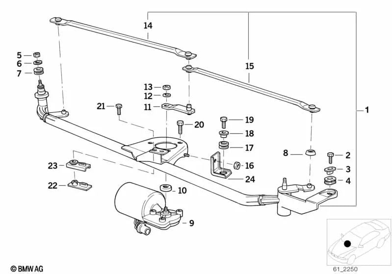 Manivela de motor para BMW E36 (OEM 61618353844). Original BMW.