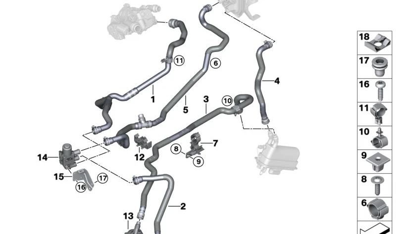 Manguera de Refrigerante Avance para BMW X3 G01, G01N (OEM 64219354467). Original BMW