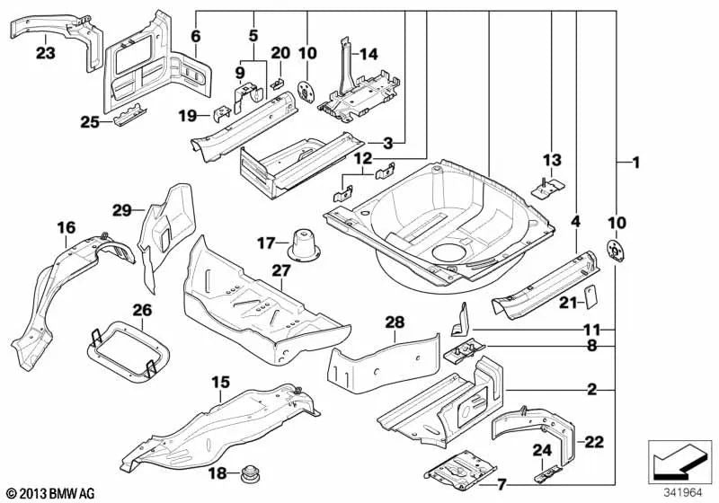 Soporte de elemento amortiguador delantero para BMW Serie 3 E46 (OEM 41118243088). Original BMW