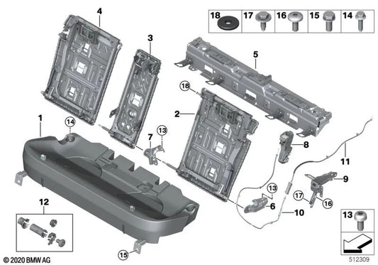 Trunk Release Cable for BMW X5 F95, G05 (OEM 52209892242). Original BMW