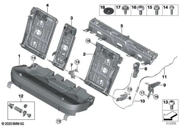 Cable de liberación del maletero para BMW X5 F95, G05 (OEM 52209892242). Original BMW