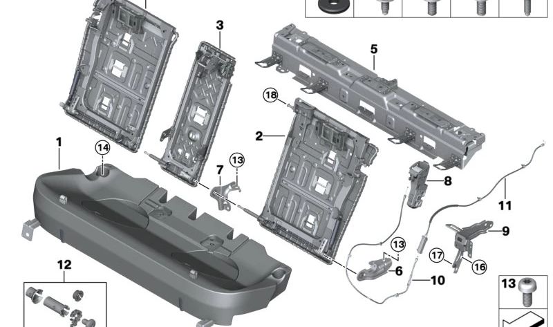 Parte de soporte respaldo derecho para BMW X5 F95, G05, G18 (OEM 52207444848). Original BMW