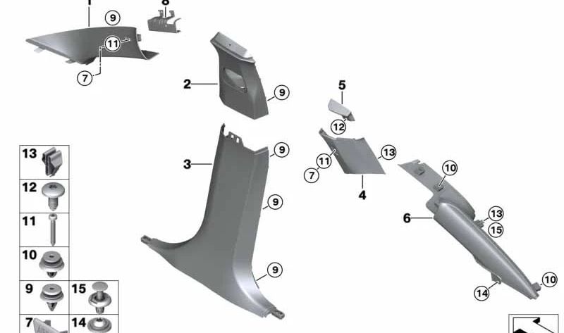 Embellecedor Pilar B superior derecho para BMW X4 G02, G02N (OEM 51437481860). Original BMW