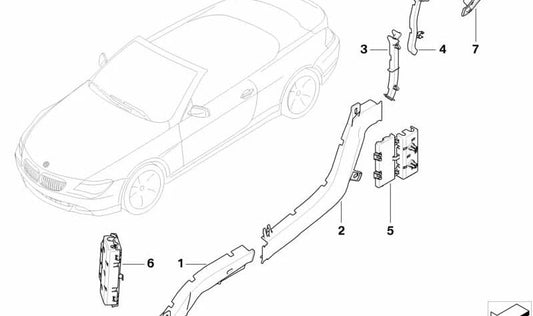 Front right cable cover for BMW E63 (OEM 61136929358). Original BMW