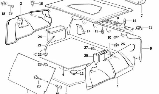 OEM 51471928159 Supporto di stampaggio posteriore per BMW E32. BMW originale.