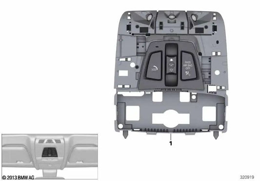 Centro de Funciones en el Techo para BMW Serie 2 F45, F45N, F46, F46N, X1 F48, F48N, X2 F39 (OEM 61316999354). Original BMW