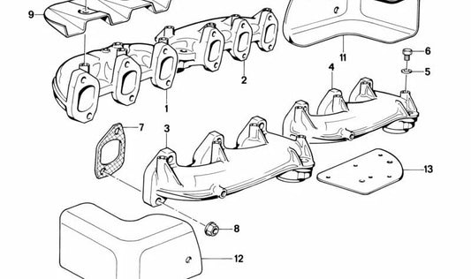 Colector de escape OEM 11621708995 para BMW E32, E31. Original BMW.