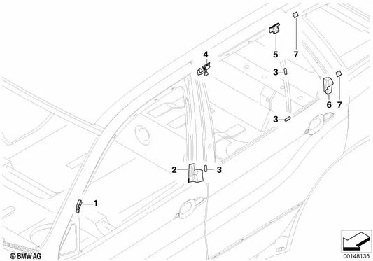 Sellado del Triángulo del Espejo Superior Izquierdo para BMW X5 E53 (OEM 51337016589). Original BMW