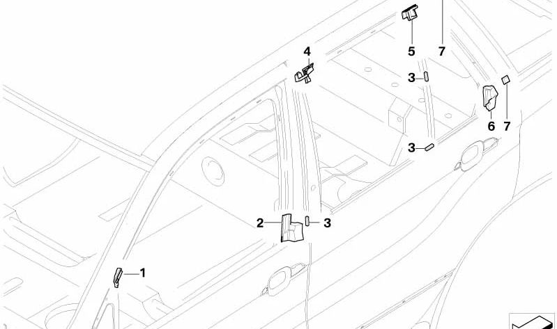 Sellado del Pilar B Inferior Izquierdo para BMW X5 E53 (OEM 51357016599). Original BMW.